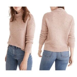 Madewell Women's Light Pink Mock Neck Donegal Sweater